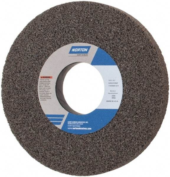 Norton - 10" Diam x 3" Hole x 1" Thick, H Hardness, 46 Grit Surface Grinding Wheel - Aluminum Oxide, Type 1, Coarse Grade, 2,485 Max RPM, Vitrified Bond, No Recess - Industrial Tool & Supply