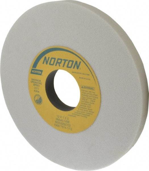 Norton - 12" Diam x 3" Hole x 1" Thick, I Hardness, 46 Grit Surface Grinding Wheel - Aluminum Oxide, Type 1, Coarse Grade, 2,070 Max RPM, Vitrified Bond, No Recess - Industrial Tool & Supply