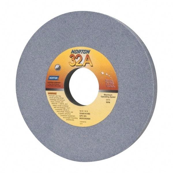 Norton - 12" Diam x 3" Hole x 1" Thick, K Hardness, 60 Grit Surface Grinding Wheel - Aluminum Oxide, Type 1, Medium Grade, 2,070 Max RPM, Vitrified Bond, No Recess - Industrial Tool & Supply