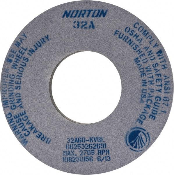 Norton - 12" Diam x 5" Hole x 1" Thick, K Hardness, 60 Grit Surface Grinding Wheel - Aluminum Oxide, Type 1, Medium Grade, 2,705 Max RPM, Vitrified Bond, No Recess - Industrial Tool & Supply