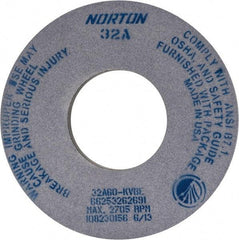 Norton - 12" Diam x 5" Hole x 1" Thick, K Hardness, 60 Grit Surface Grinding Wheel - Aluminum Oxide, Type 1, Medium Grade, 2,705 Max RPM, Vitrified Bond, No Recess - Industrial Tool & Supply