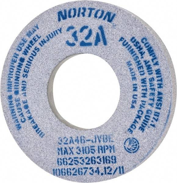 Norton - 12" Diam x 5" Hole x 1-1/2" Thick, J Hardness, 46 Grit Surface Grinding Wheel - Aluminum Oxide, Type 5, Coarse Grade, 2,070 Max RPM, Vitrified Bond, One-Side Recess - Industrial Tool & Supply