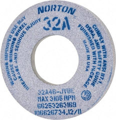 Norton - 12" Diam x 5" Hole x 1-1/2" Thick, J Hardness, 46 Grit Surface Grinding Wheel - Aluminum Oxide, Type 5, Coarse Grade, 2,070 Max RPM, Vitrified Bond, One-Side Recess - Industrial Tool & Supply