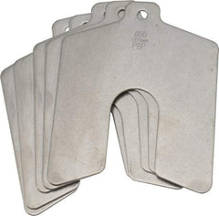 Made in USA - 5 Piece, 3 Inch Long x 3 Inch Wide x 0.05 Inch Thick, Slotted Shim Stock - Stainless Steel, 3/4 Inch Wide Slot - Industrial Tool & Supply