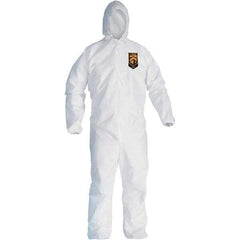 KleenGuard - Size XL SMS General Purpose Coveralls - White, Zipper Closure, Elastic Cuffs, Elastic Ankles, Serged Seams - Industrial Tool & Supply