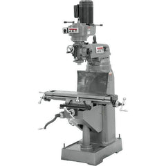Jet - 7-7/8" Table Width x 35-3/4" Table Length, Step Pulley Control, 1 Phase Knee Milling Machine - R8 Spindle Taper, 1-1/2 hp - Industrial Tool & Supply
