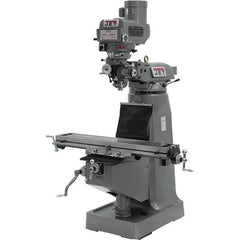 Jet - 9" Table Width x 49" Table Length, Variable Speed Pulley Control, 1 Phase Knee Milling Machine - R8 Spindle Taper, 2 hp - Industrial Tool & Supply