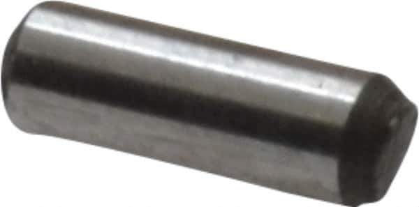 Value Collection - 1/16" Diam x 3/16" Pin Length Grade 8 Alloy Steel Standard Dowel Pin - C 50-58 Hardness, 800 Lb Breaking Strength, 1 Beveled & 1 Rounded End - Industrial Tool & Supply