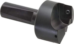 Kyocera - 75° Lead Angle, 1.8" Max Cut Diam, 0.69" Min Cut Diam, 0.158" Max Depth of Cut, Indexable Chamfer and Angle End Mill - Holds 2 Inserts, APET 1604 Insert Style, 3-1/4" Overall Length, Straight Shank, 150° Included Angle - Industrial Tool & Supply