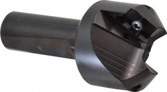 Kyocera - 45° Lead Angle, 1.65" Max Cut Diam, 0.8" Min Cut Diam, 0.44" Max Depth of Cut, Indexable Chamfer and Angle End Mill - 2 Inserts, APET 1604 Insert Style, 3-1/4" Overall Length, Straight Shank, 90° Included Angle - Industrial Tool & Supply
