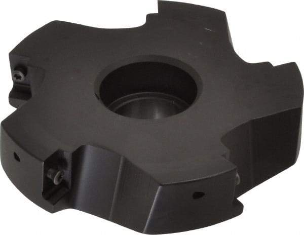 Kyocera - 5 Inserts, 4" Cut Diam, 1" Arbor Diam, 0.64" Max Depth of Cut, Indexable Square-Shoulder Face Mill - 0/90° Lead Angle, 1.57" High, APET 1604 Insert Compatibility, Series FM--AL - Industrial Tool & Supply