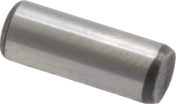 Value Collection - 3/16" Diam x 1/2" Pin Length Grade 8 Alloy Steel Standard Dowel Pin - C 50-58 Hardness, 7,200 Lb Breaking Strength, 1 Beveled & 1 Rounded End - Industrial Tool & Supply