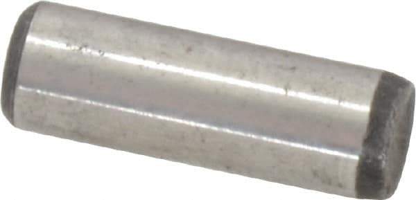 Value Collection - 1/4" Diam x 3/4" Pin Length Grade 8 Alloy Steel Standard Dowel Pin - C 50-58 Hardness, 12,800 Lb Breaking Strength, 1 Beveled & 1 Rounded End - Industrial Tool & Supply