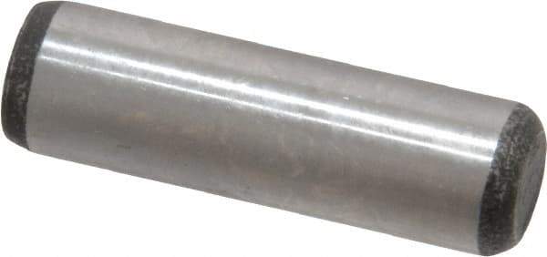 Value Collection - 3/8" Diam x 1-1/4" Pin Length Grade 8 Alloy Steel Standard Dowel Pin - C 50-58 Hardness, 28,700 Lb Breaking Strength, 1 Beveled & 1 Rounded End - Industrial Tool & Supply
