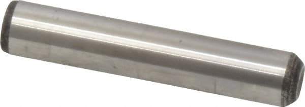 Value Collection - 3/8" Diam x 2" Pin Length Grade 8 Alloy Steel Standard Dowel Pin - C 50-58 Hardness, 28,700 Lb Breaking Strength, 1 Beveled & 1 Rounded End - Industrial Tool & Supply