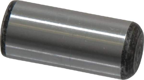 Value Collection - 7/16" Diam x 1" Pin Length Grade 8 Alloy Steel Standard Dowel Pin - C 50-58 Hardness, 39,100 Lb Breaking Strength, 1 Beveled & 1 Rounded End - Industrial Tool & Supply