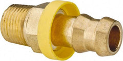Eaton - 1/2" ID 3/8-18 NPT Barbed Push On Male Connector - 15/16" Cut Off Allowance, 1.85" Long, 11/16" Hex, Brass - Industrial Tool & Supply