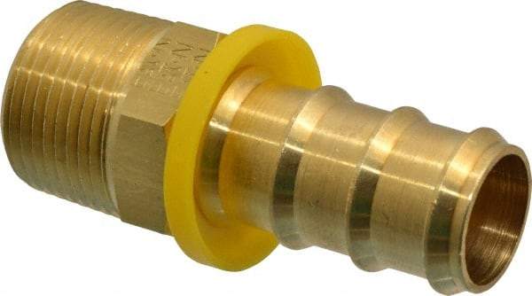 Eaton - 3/4" ID 3/4-14 NPT Barbed Push On Male Connector - 1-1/4" Cut Off Allowance, 2.66" Long, 1-1/16" Hex, Brass - Industrial Tool & Supply