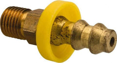 Eaton - 1/4" ID 7/16-24 NPT Barbed Push On Inverted Male Swivel Connector - 1-1/8" Cut Off Allowance, 1.73" Long, 7/16" Hex, Brass - Industrial Tool & Supply