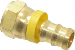 Eaton - 3/4" ID 1-1/16-12 UNF Barbed Push On Female JIC 37 Swivel Connector - 1-1/4" Cut Off Allowance, 2.66" Long, 1-1/4" Hex, Brass - Industrial Tool & Supply