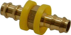 Eaton - 3/8" ID Barbed Push On Mender - 7/16" Cut Off Allowance, 1.97" Long, 5/8" Hex, Brass - Industrial Tool & Supply