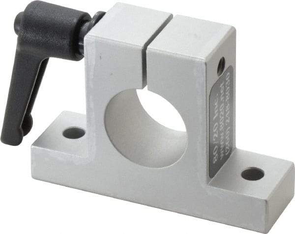80/20 Inc. - 3 Inch Wide x 2-1/8 Inch High x 7/8 Inch Deep Horizontal Quick Clamp - 1.004 Inch Hole x 0.257 Inch Bolt Hole Diameter - Industrial Tool & Supply