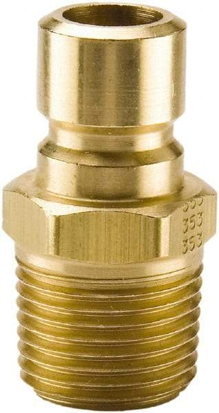 Parker - 3/4 NPTF Brass Hydraulic Hose Male Pipe Thread Nipple - 200 psi, 12 GPM, Series Moldmate - Industrial Tool & Supply