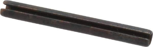 Made in USA - 1/8" Diam x 1-1/8" Long Slotted Spring Pin - Grade 1070-1090 Alloy Steel, Black Oxide Finish - Industrial Tool & Supply