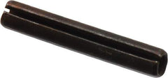 Made in USA - 3/16" Diam x 1-1/8" Long Slotted Spring Pin - Grade 1070-1090 Alloy Steel, Black Oxide Finish - Industrial Tool & Supply