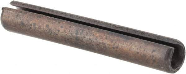 Made in USA - 3/16" Diam x 1-1/4" Long Slotted Spring Pin - Grade 1070-1090 Alloy Steel, Black Oxide Finish - Industrial Tool & Supply