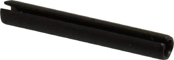 Made in USA - 3/16" Diam x 1-3/8" Long Slotted Spring Pin - Grade 1070-1090 Alloy Steel, Black Oxide Finish - Industrial Tool & Supply