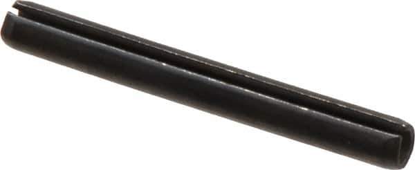 Made in USA - 3/16" Diam x 1-5/8" Long Slotted Spring Pin - Grade 1070-1090 Alloy Steel, Black Oxide Finish - Industrial Tool & Supply