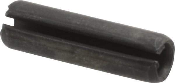 Made in USA - 1/4" Diam x 7/8" Long Slotted Spring Pin - Grade 1070-1090 Alloy Steel, Black Oxide Finish - Industrial Tool & Supply