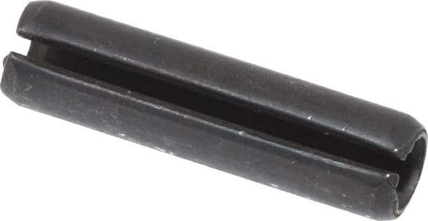 Made in USA - 1/4" Diam x 1" Long Slotted Spring Pin - Grade 1070-1090 Alloy Steel, Black Oxide Finish - Industrial Tool & Supply