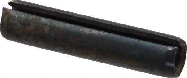 Made in USA - 1/4" Diam x 1-1/8" Long Slotted Spring Pin - Grade 1070-1090 Alloy Steel, Black Oxide Finish - Industrial Tool & Supply