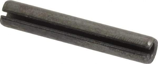 Made in USA - 1/4" Diam x 1-1/2" Long Slotted Spring Pin - Grade 1070-1090 Alloy Steel, Black Oxide Finish - Industrial Tool & Supply