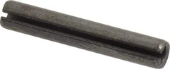Made in USA - 1/4" Diam x 1-1/2" Long Slotted Spring Pin - Grade 1070-1090 Alloy Steel, Black Oxide Finish - Industrial Tool & Supply
