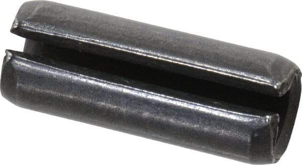 Made in USA - 3/8" Diam x 1" Long Slotted Spring Pin - Grade 1070-1090 Alloy Steel, Black Oxide Finish - Industrial Tool & Supply