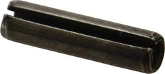 Made in USA - 3/8" Diam x 1-1/2" Long Slotted Spring Pin - Grade 1070-1090 Alloy Steel, Black Oxide Finish - Industrial Tool & Supply