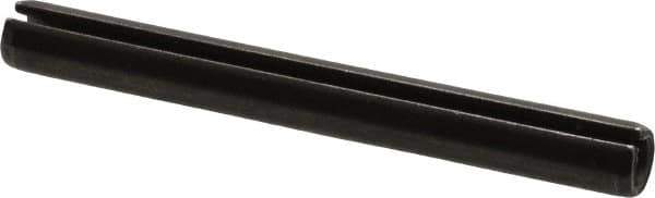 Made in USA - 3/8" Diam x 3-1/2" Long Slotted Spring Pin - Grade 1070-1090 Alloy Steel, Black Oxide Finish - Industrial Tool & Supply