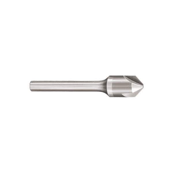 SGS - 1/4" Head Diam, 1/4" Shank Diam, 3 Flute 90° Solid Carbide Countersink - Bright Finish, 2" OAL, Single End, Straight Shank, Right Hand Cut - Industrial Tool & Supply