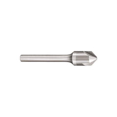 SGS - 3/8" Head Diam, 1/4" Shank Diam, 3 Flute 82° Solid Carbide Countersink - Bright Finish, 2-13/16" OAL, Single End, Straight Shank, Right Hand Cut - Industrial Tool & Supply