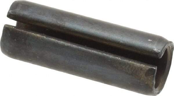 Made in USA - 7/16" Diam x 1-1/4" Long Slotted Spring Pin - Grade 1070-1090 Alloy Steel, Black Oxide Finish - Industrial Tool & Supply