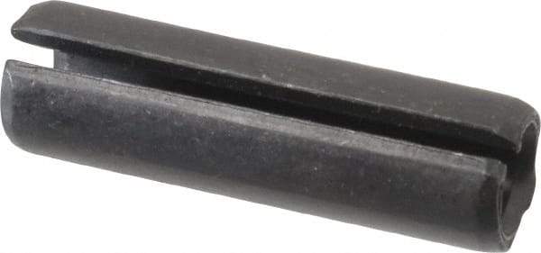 Made in USA - 7/16" Diam x 1-1/2" Long Slotted Spring Pin - Grade 1070-1090 Alloy Steel, Black Oxide Finish - Industrial Tool & Supply
