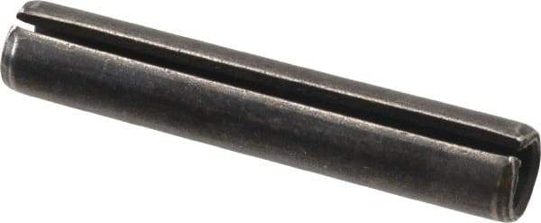 Made in USA - 7/16" Diam x 2-1/2" Long Slotted Spring Pin - Grade 1070-1090 Alloy Steel, Black Oxide Finish - Industrial Tool & Supply