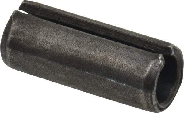 Made in USA - 1/2" Diam x 1-1/4" Long Slotted Spring Pin - Grade 1070-1090 Alloy Steel, Black Oxide Finish - Industrial Tool & Supply