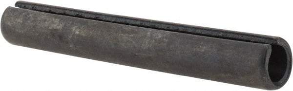 Made in USA - 1/2" Diam x 3-1/2" Long Slotted Spring Pin - Grade 1070-1090 Alloy Steel, Black Oxide Finish - Industrial Tool & Supply
