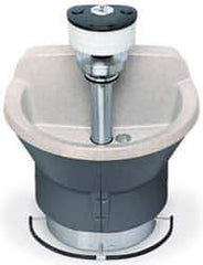 Bradley - Semi-Circular, Foot-Controlled, Internal Drain, 54" Diam, 4 Person Capacity, Bradstone, Wash Fountain - 3 GPM, 9" Bowl Depth, 29-1/4" High - Industrial Tool & Supply