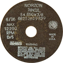 Norton - 5" Ceramic Cutoff Wheel - 1/16" Thick, 7/8" Arbor - Industrial Tool & Supply