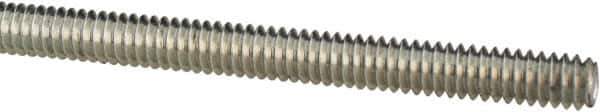 Made in USA - 1/4-20 UNC (Coarse), 3' Long, Low Carbon Steel Threaded Rod - Zinc-Plated Finish, Right Hand Thread - Industrial Tool & Supply